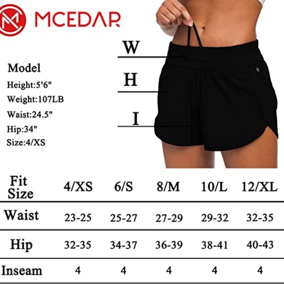 MCEDAR 4" Low Rise Athletic Track Shorts for Women with Liner Quick Dry Running - Picture 2 of 2